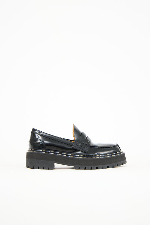 Proenza Schouler Black Leather Lug Sole Loafer