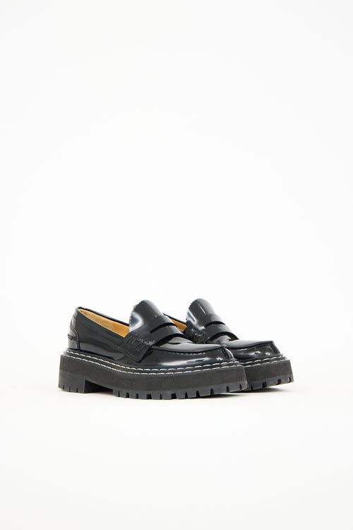 Proenza Schouler Black Leather Lug Sole Loafer