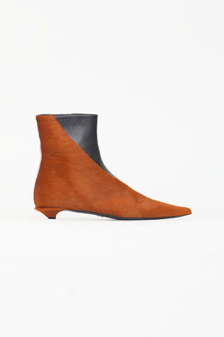 Proenza Schouler Black Leather 
Brown Textured Ankle Boot