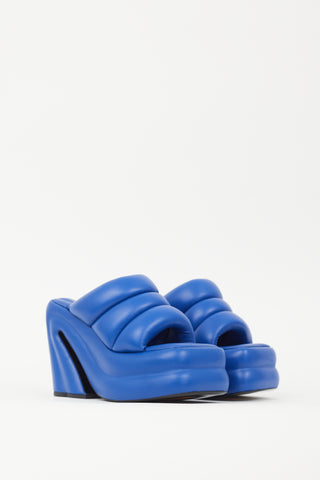 Proenza Schouler Blue Leather Arc Platform Mule