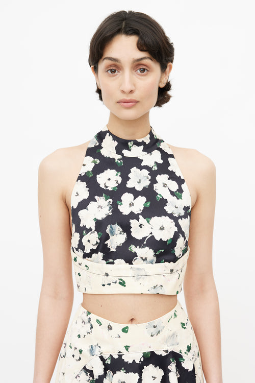 Proenza Schouler Cream 
Black Floral Skirt Set