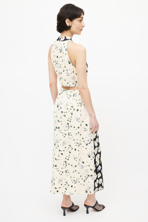 Proenza Schouler Cream 
Black Floral Skirt Set