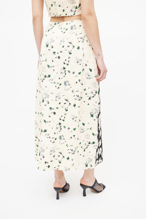 Proenza Schouler Cream 
Black Floral Skirt Set