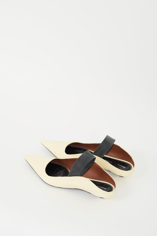 Proenza Schouler Cream Leather Pointed Toe Mule