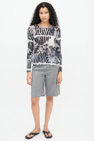 Proenza Schouler Grey 
Multi Printed Long Sleeve Top