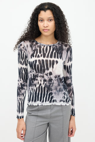 Proenza Schouler Grey 
Multi Printed Long Sleeve Top