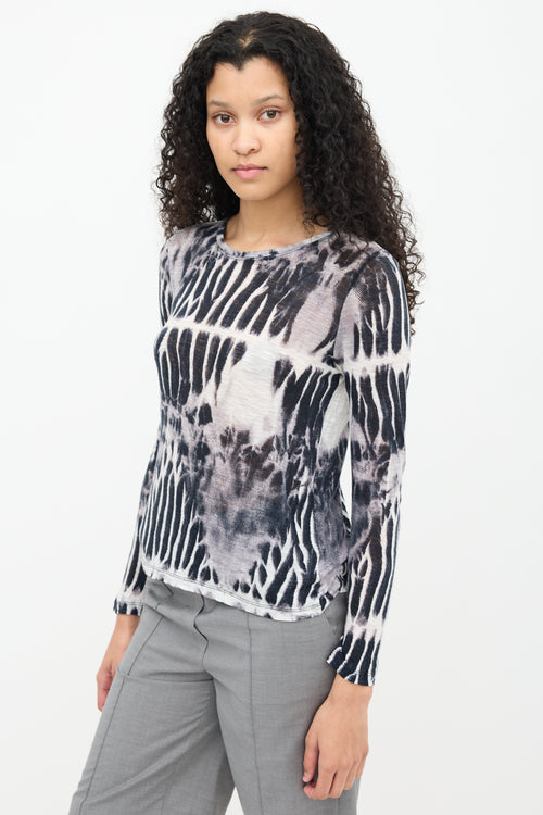 Proenza Schouler Grey 
Multi Printed Long Sleeve Top