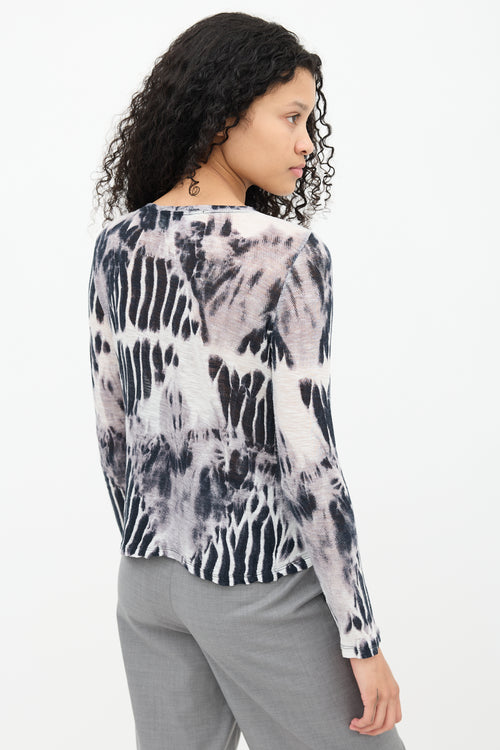 Proenza Schouler Grey 
Multi Printed Long Sleeve Top