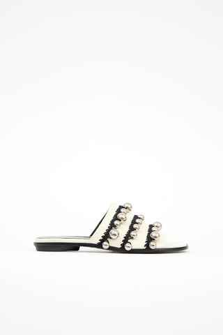 Proenza Schouler Leather Bead Embellished Slide