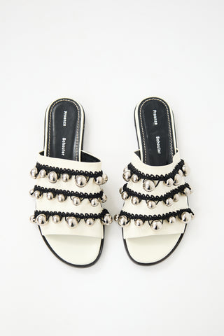 Proenza Schouler Leather Bead Embellished Slide