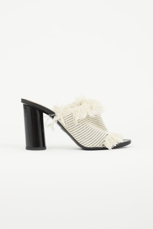 Proenza Schouler Resort 2017 Cream Canvas Fringe Mule