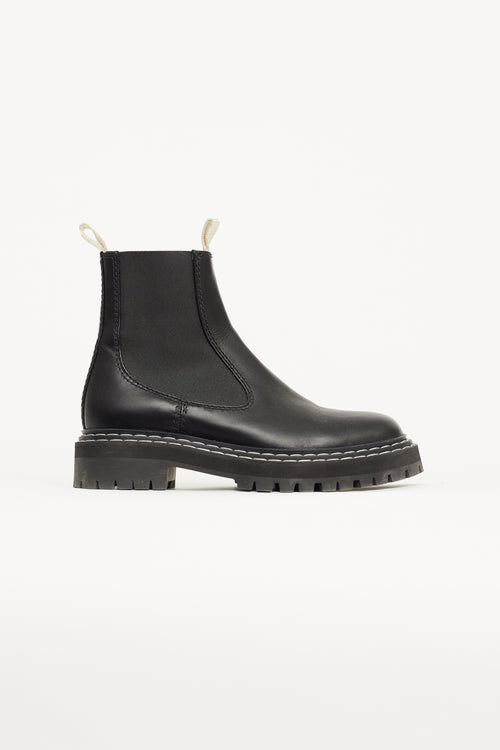 Proenza Schouler Black Leather Contrast Stich Chelsea Boot