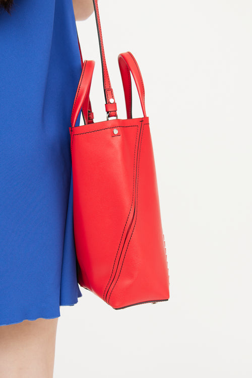 Proenza Schouler Red Hex Whipstitch Tote Bag