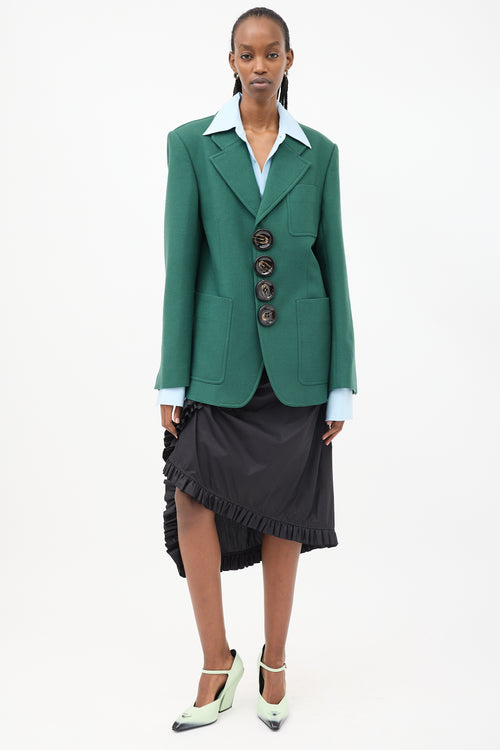 Pronounce Green Wool Four Button Blazer