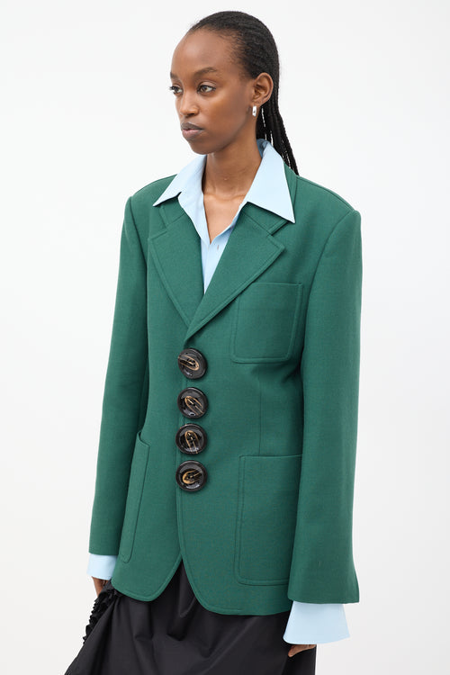 Pronounce Green Wool Four Button Blazer