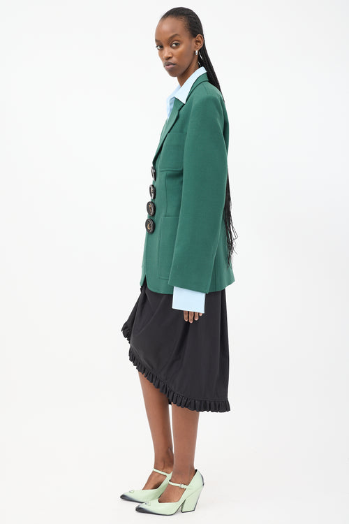 Pronounce Green Wool Four Button Blazer