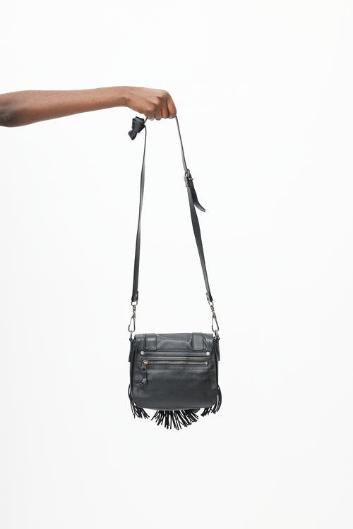 Proenza Schouler Black PS1 Leather Fringe Bag