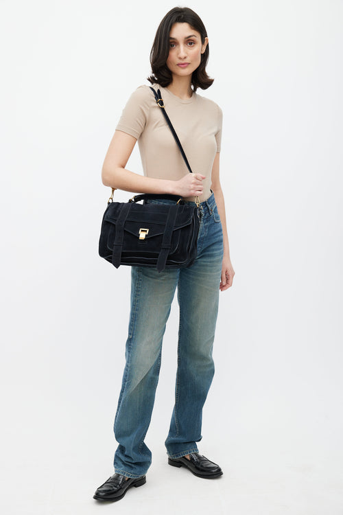 Proenza Schouler Navy Suede PS1 Satchel Bag