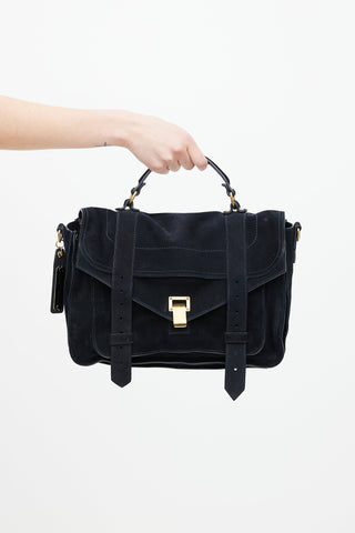 Proenza Schouler Navy Suede PS1 Satchel Bag