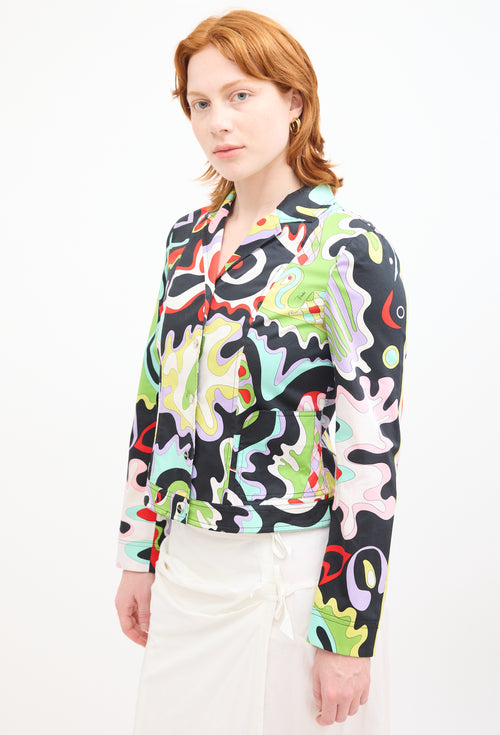 Emilio Pucci White 
Multi Wavy Geometric Print Blazer