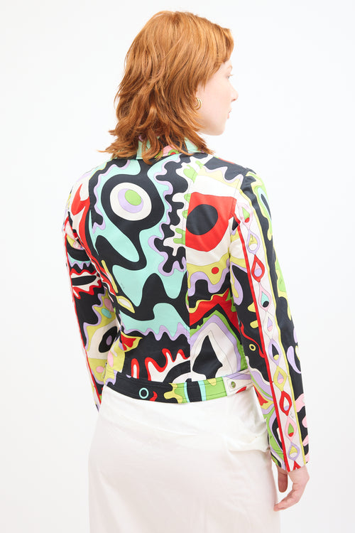 Emilio Pucci White 
Multi Wavy Geometric Print Blazer