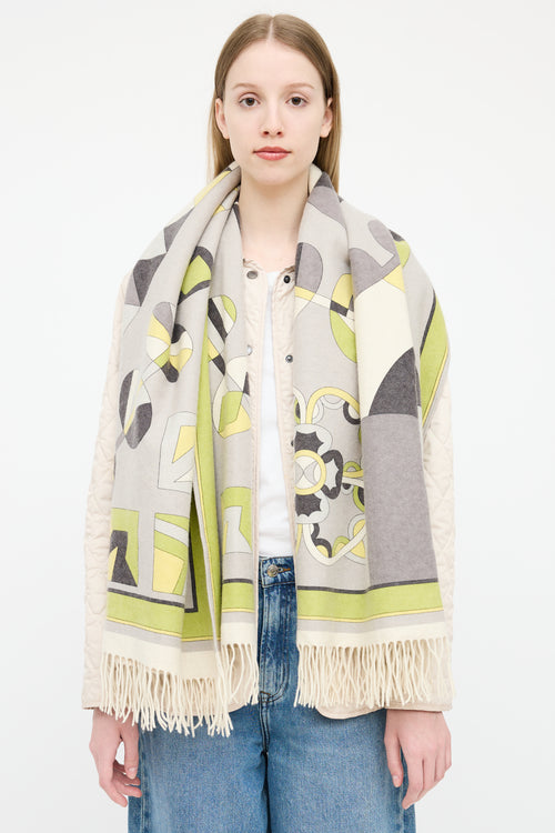 Emilio Pucci Cream 
Multi Cashmere Shawl