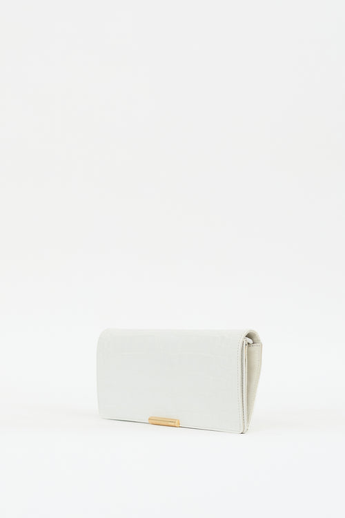 Emilio Pucci White Embossed Leather Clutch