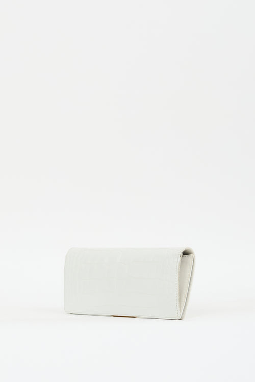 Emilio Pucci White Embossed Leather Clutch