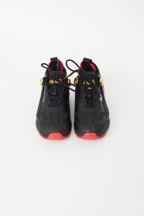 Puma X Balmain Black 
Red Leather Sneaker