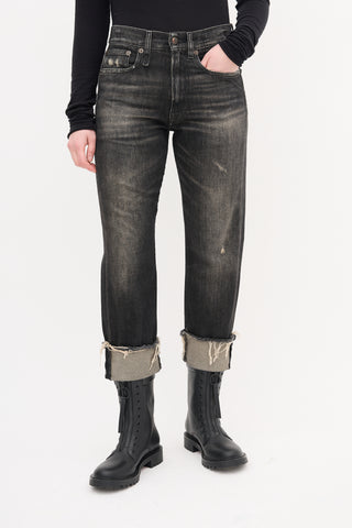 R13 Washed Black Abbey Boyfriend Jeans