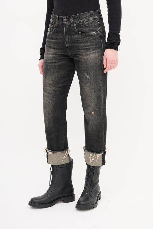 R13 Washed Black Abbey Boyfriend Jeans