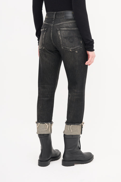 R13 Washed Black Abbey Boyfriend Jeans