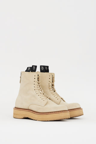 R13 Beige Suede Single Stack Boot