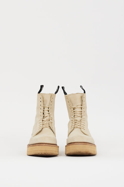 R13 Beige Suede Single Stack Boot