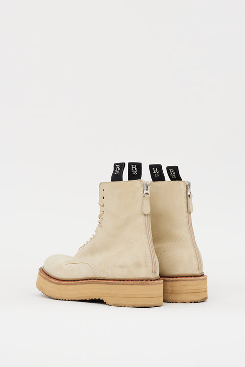 R13 Beige Suede Single Stack Boot