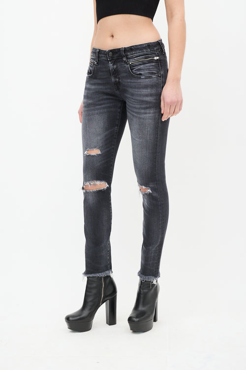 R13 Black Biker Boy Skinny Jeans