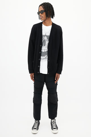 R13 Black Cashmere Distressed Cardigan