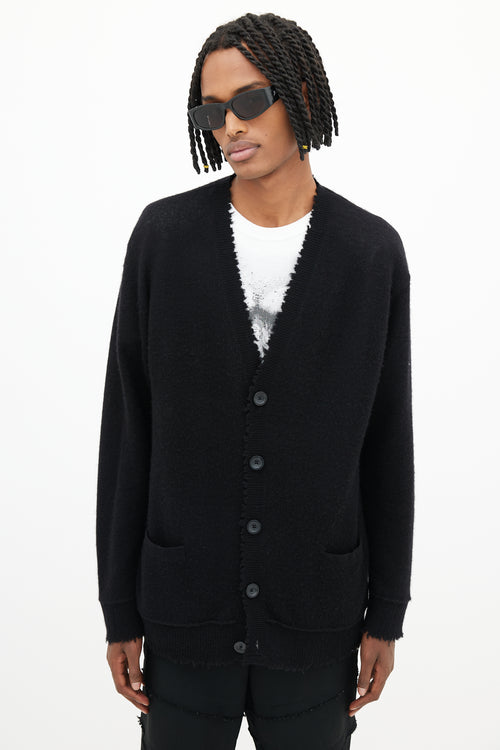 R13 Black Cashmere Distressed Cardigan