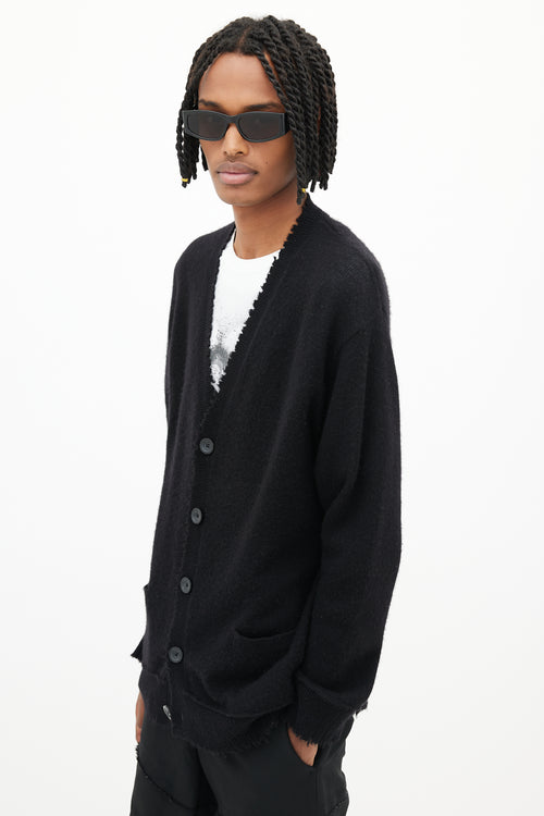 R13 Black Cashmere Distressed Cardigan