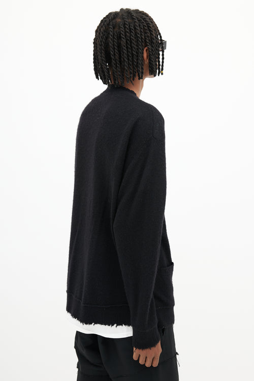 R13 Black Cashmere Distressed Cardigan