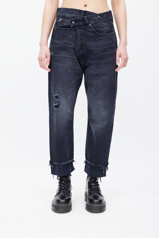 R13 Washed Black Jake Cross Over Jeans