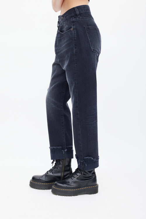 R13 Washed Black Jake Cross Over Jeans