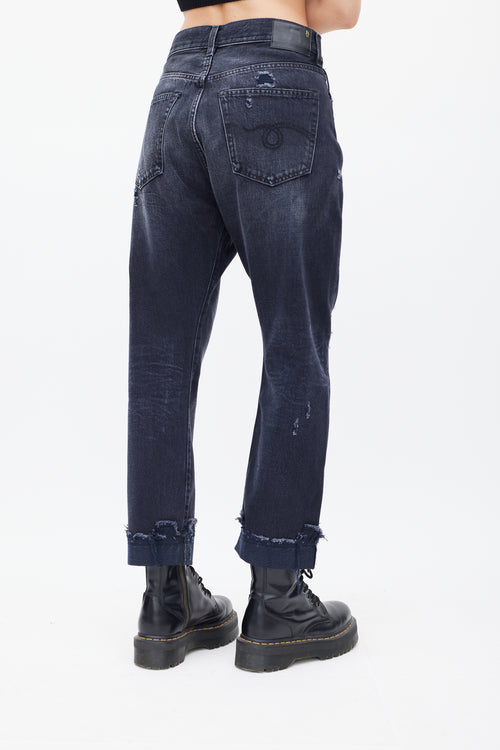 R13 Washed Black Jake Cross Over Jeans