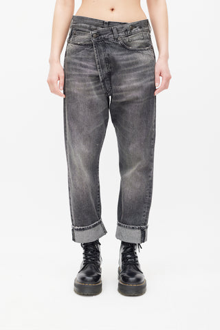 R13 Wash Black Leyton Cross Over Jeans