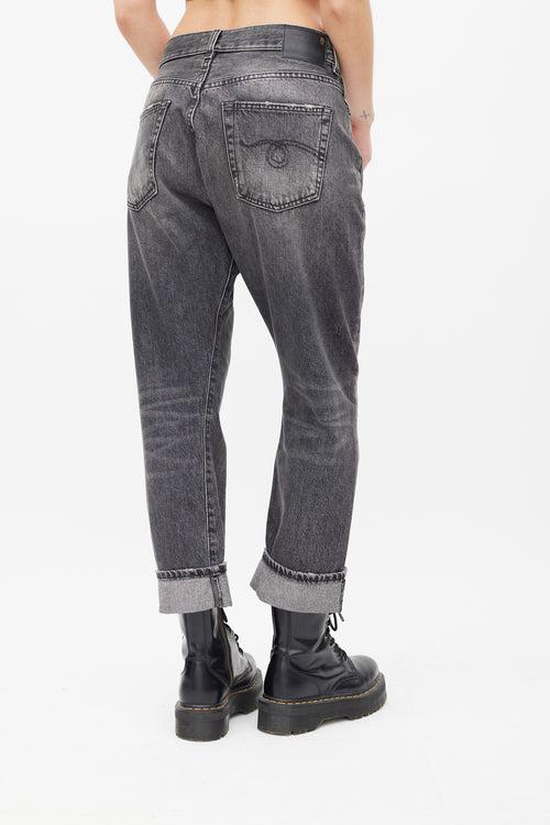 R13 Wash Black Leyton Cross Over Jeans