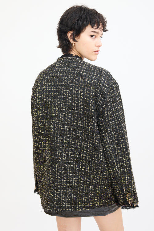 R13 Black 
Gold Tweed Slouch Jacket