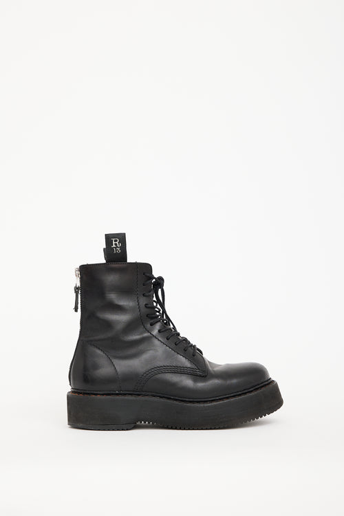 R13 Black Leather Single Stack Boot