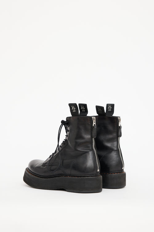 R13 Black Leather Single Stack Boot