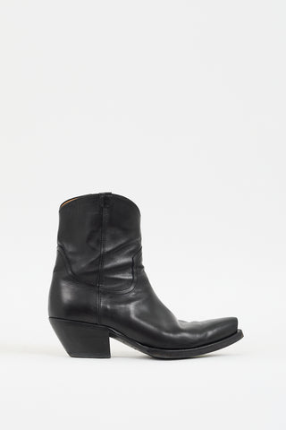 R13 Black Leather Western Ankle Boot