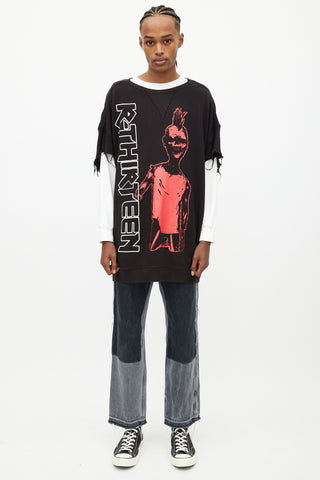 R13 Black Sid Zombie Cut Off Sweatshirt